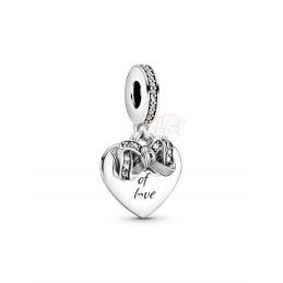 Charms srebrny Ag 925 rodowane serce ze wstążką 480222CHR