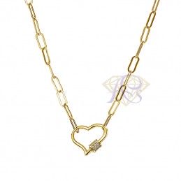 Naszyjnik srebrny Ag 925 złocony serce N05101