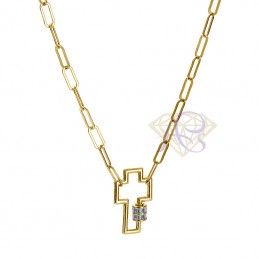 Naszyjnik srebrny Ag 925 złocony krzyż N05107