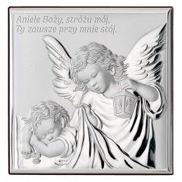 Obrazek srebrny Anioł Stróż z modlitwą 81200J