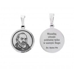 Medalik srebrny Ag 925 rodowany Święty Ojciec Pio MDC010