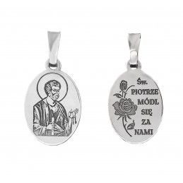 Medalik srebrny Ag 925 rodowany Święty Piotr MDC011