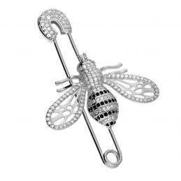 Broszka-agrafka srebrna Pszczoła z cyrkoniami