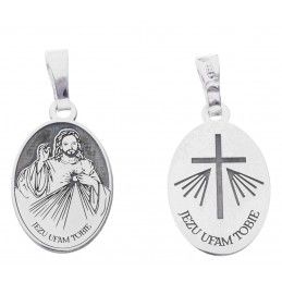 Srebrny medalik Ag 925 Rodowany Jezus Miłosierny MDC034R