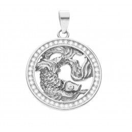 Srebrny rodowany Ag 925 wisior znak zodiaku Ryby WZ260122
