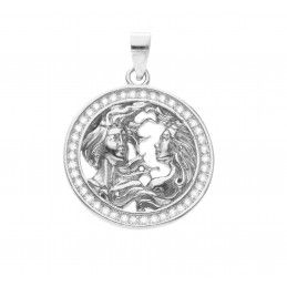 Srebrny rodowany Ag 925 wisior znak zodiaku Bliźnięta WZ300122