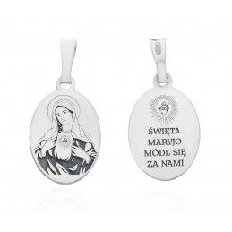 Srebrny medalik Ag 925 rodowany Serce Maryi MDC071R