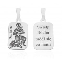 Srebrny medalik Ag 925 rodowany Św. Roch MDC073R