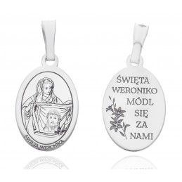 Srebrny medalik Ag 925 rodowany Św.Weronika MDC085R