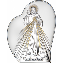 Obrazek srebrny złocony Jezus Miłosierny DS67O