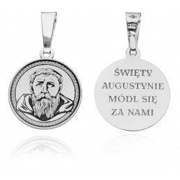 Srebrny medalik Ag 925 rodowany Św. Augustyn MDC108R