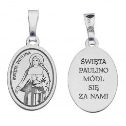 Srebrny medalik Ag 925 rodowany Św. Paulina MDC106R