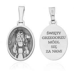 Srebrny medalik Ag 925 rodowany Św. Grzegorz MDC099R