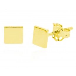 Kolczyki srebrne złocone Ag 925 kwadraty KSR029G