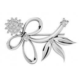 Broszka srebrna Ag 925 Kwiat z cyrkoniami IM0140124AR