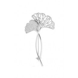 Broszka srebrna Ag 925 liść z cyrkoniamii IM0070124AR